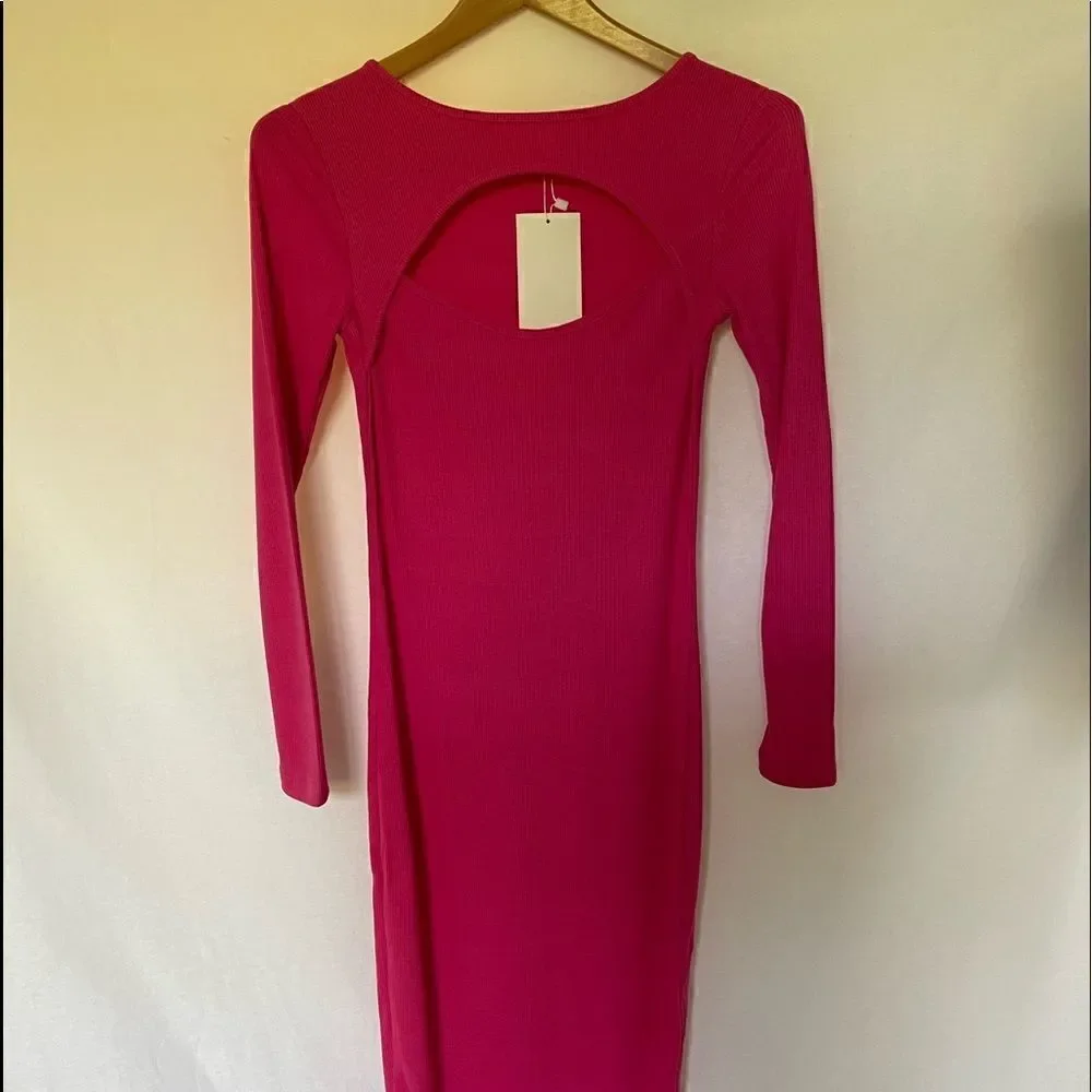 Pink Cut out Bodycon midi dress